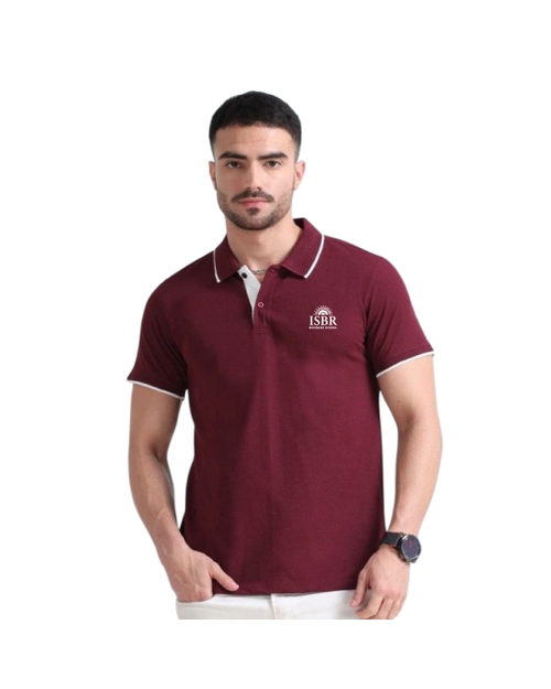 Greys&Blues EcoBlend Polo Tshirt- Maroon with White Tipping